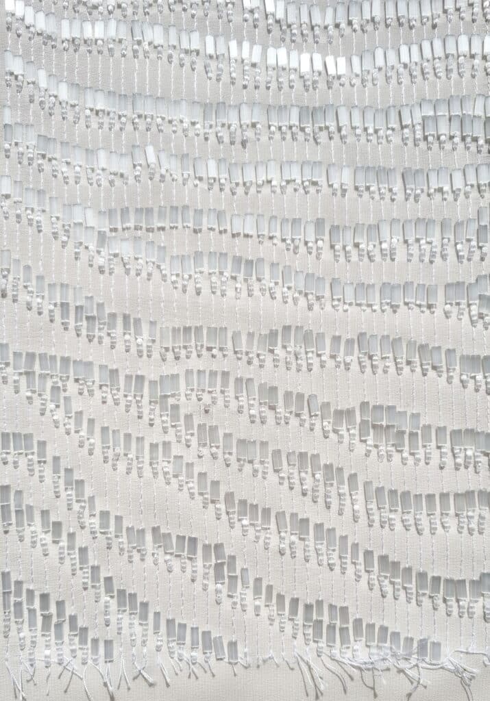 Glass beads on silk, 18 x 28cm